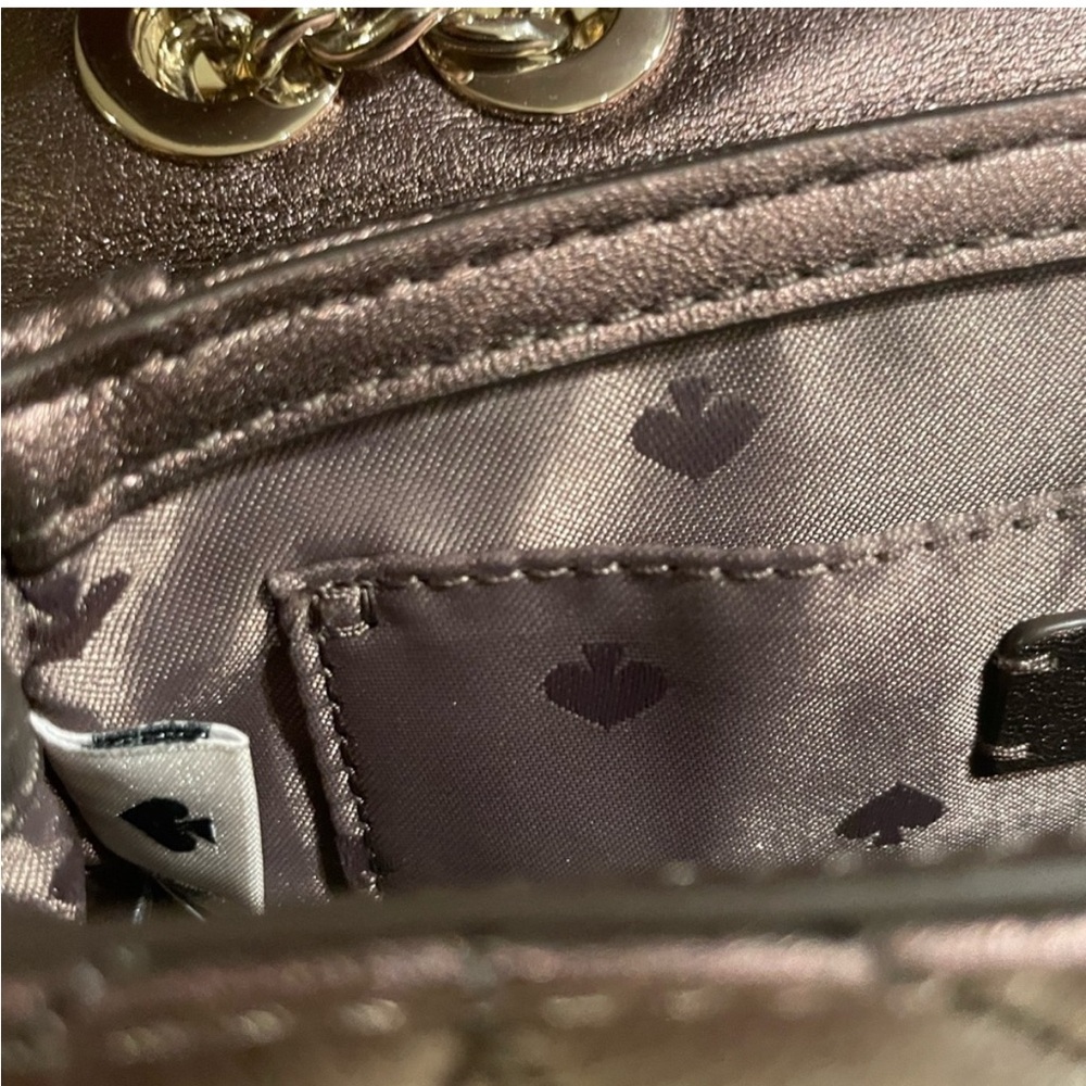 Kate Spade Emelyn Briar Lane Quilted Leather Crossbody Purse Metallic Oak - Picture 7 of 8